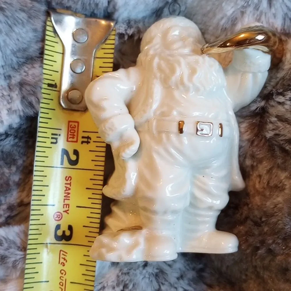 Mikasa Elegant Porcelain Santa with Horn & Toy Bag Christmas Ornament